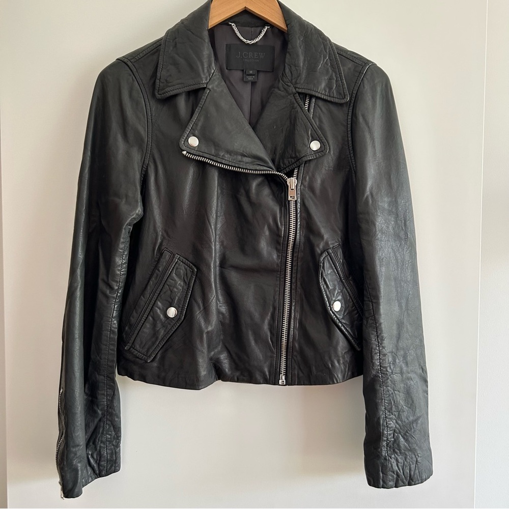 J.Crew Collection Leather Motorcycle Jacket Size M